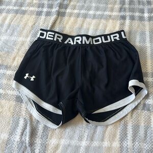 Girls black and white under armour shorts size medium